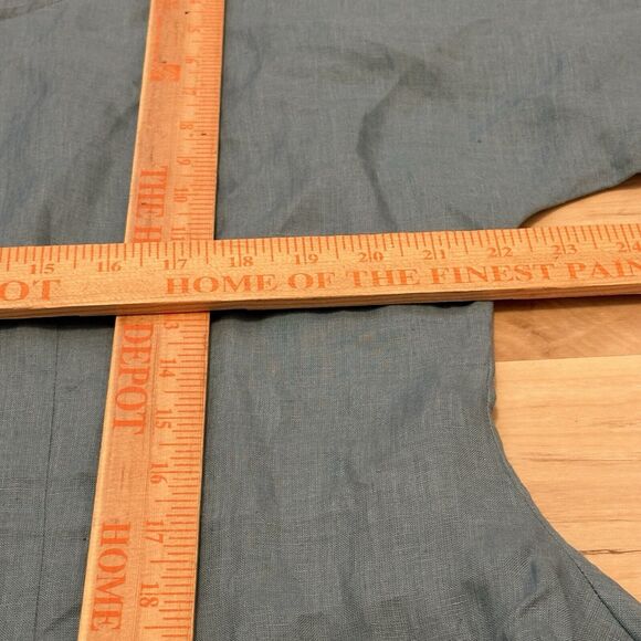 Handmade Woman 1X 100% Linen Top Tunic Short Sleeve Pockets Lagenlook Blue New - Picture 6 of 7